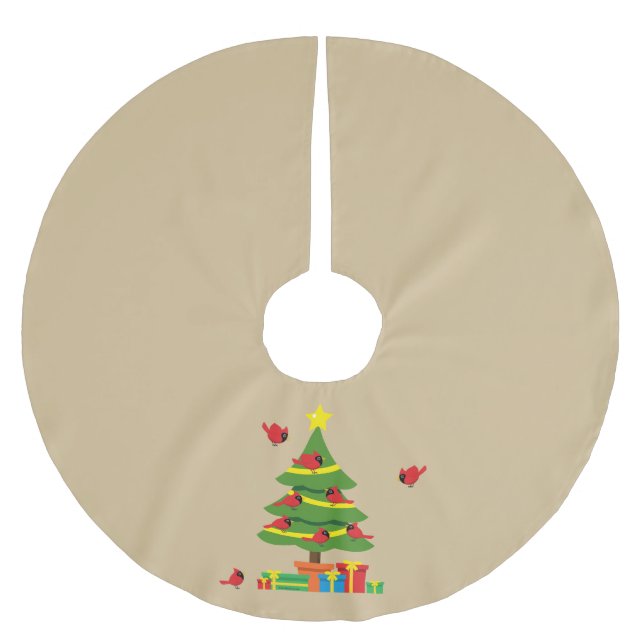 Röda kardinaler - Julen mer glädjefull tillsammans Julgransmatta Borstad Polyester (Framsidan)