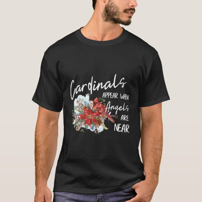 Röda kardinaler uppträder när Änglar är nära fågel T Shirt (Framsida)