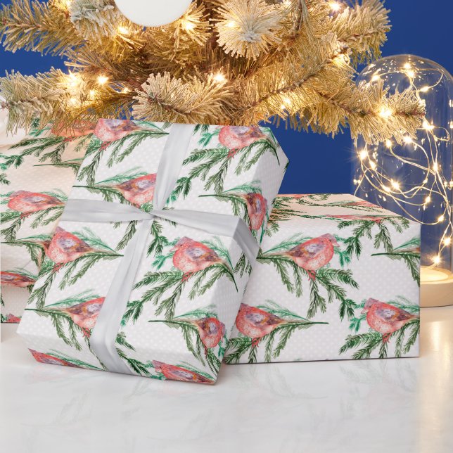 Röda kardinaljulfåglar presentpapper (Helgdagar)