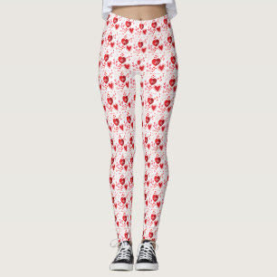 Röda kärlek-hjärtan och -pil leggings