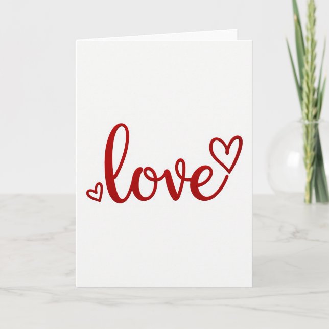 Röda kärlekshjärtan Glitter Script-kort Kort (Framsida)