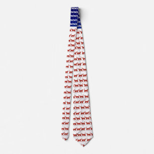 Röda katter i amerikanska flagga, vita och blå slips