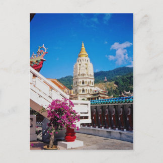 Röda Kek Lok Si-templet, Penang, Malaysia blommor Vykort
