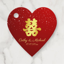 Röda kinesiska bröllop-snöflingans dubbla lycka Fa Gåvor Etiketter