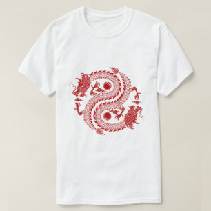 Röda kinesiska draken t shirt