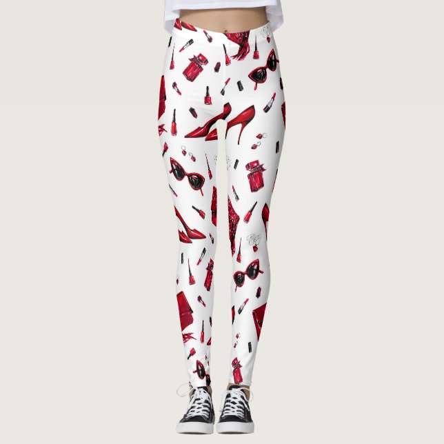 Röda klackar, mode tillbehör mönster. leggings (Framsida)