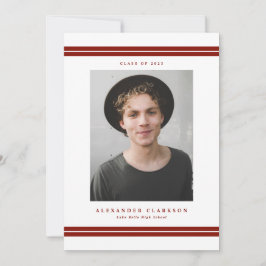 Röda Klassiska Randiga Moderna Foto Examen Meddelande