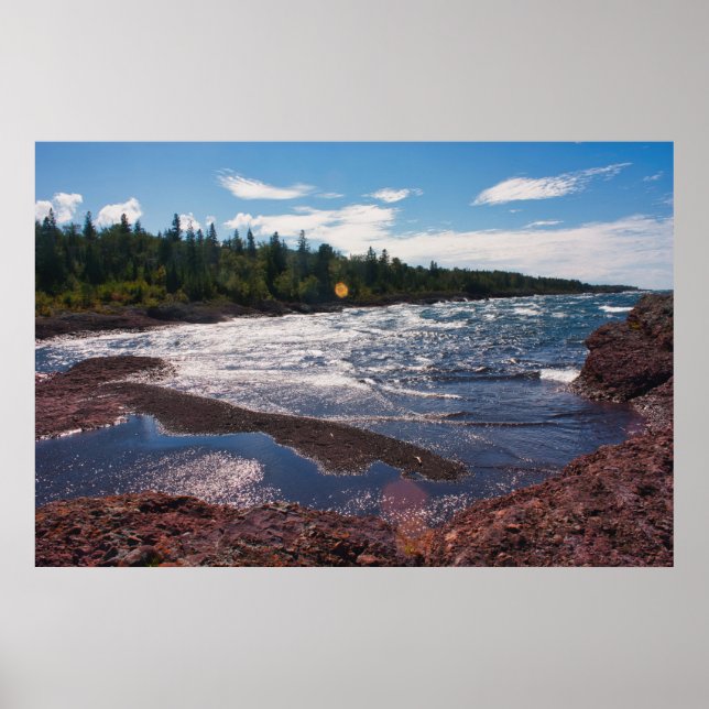 Röda klippkusten – Lake Superior, U.P. Poster (Framsidan)