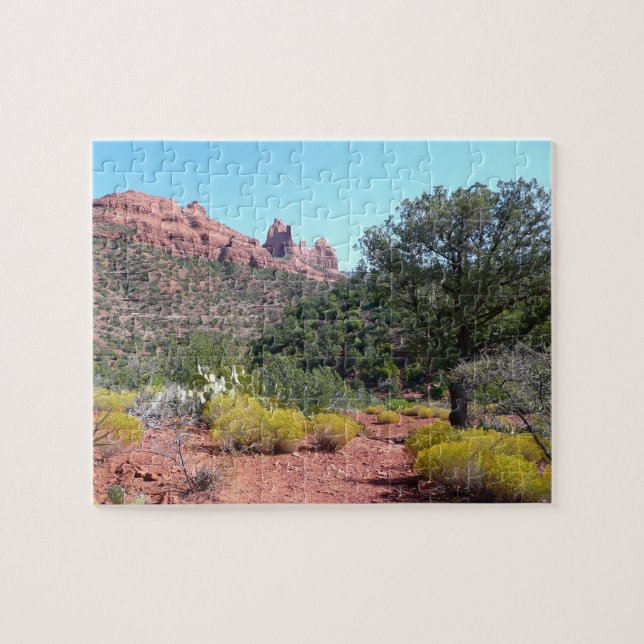 Röda klippor och kaktusar II i Sedona Arizona Pussel (Horisontell)