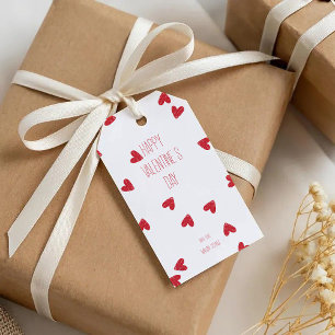 Röda Kluddiga Hjärtan – Glad Valentinesdag Moder Presentetikett