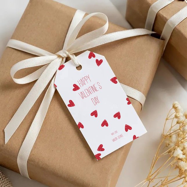 Röda Kluddiga Hjärtan – Glad Valentinesdag Moder Presentetikett (Skapare uppladdad)