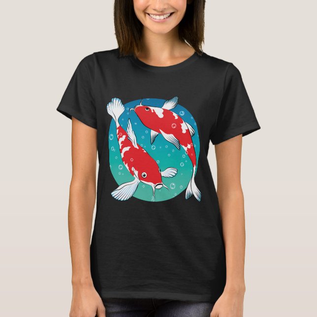 Röda Koi-fiskar T Shirt (Framsida)