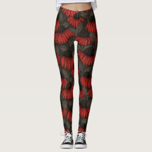 Röda konefloger på bruna leggings