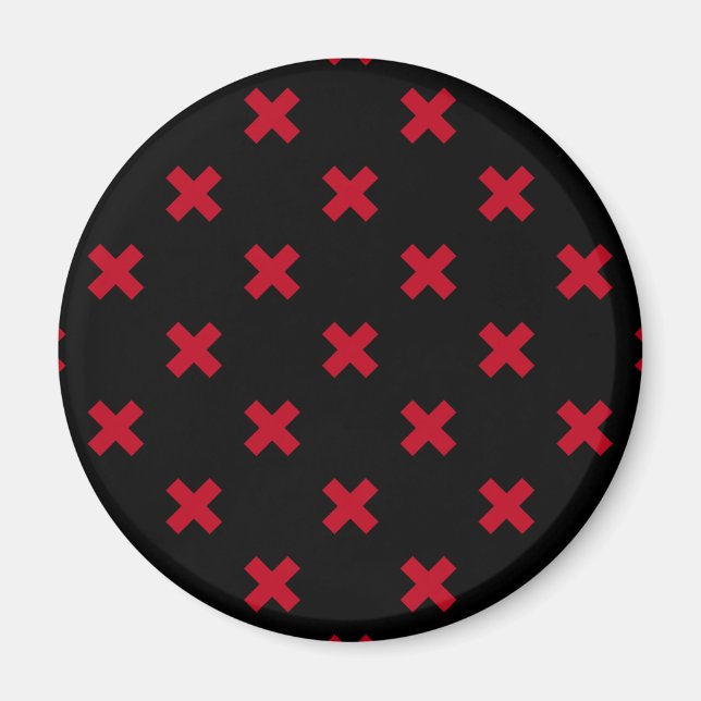 Röda kor stygn på svart magnet (Framsidan)