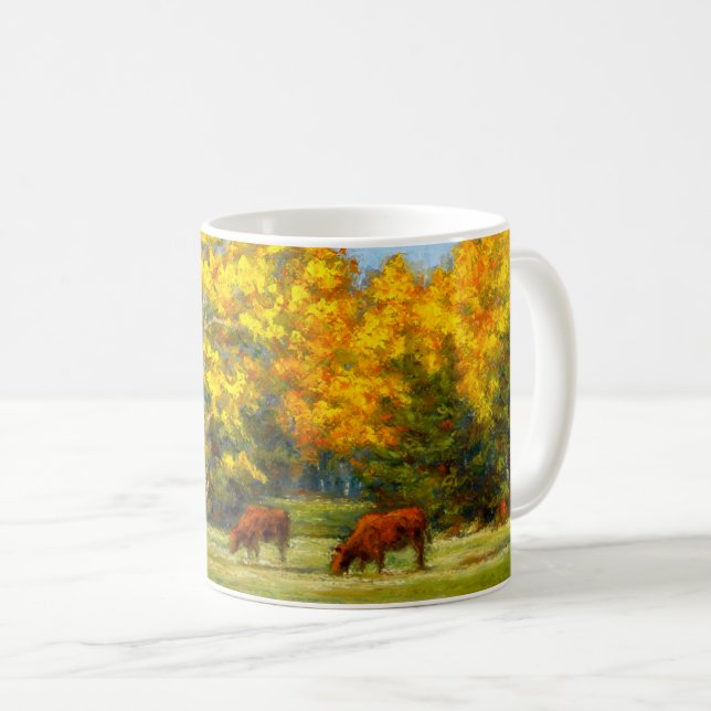 Röda kor under den gula nedgångträdmuggen kaffemugg (Framsida höger)