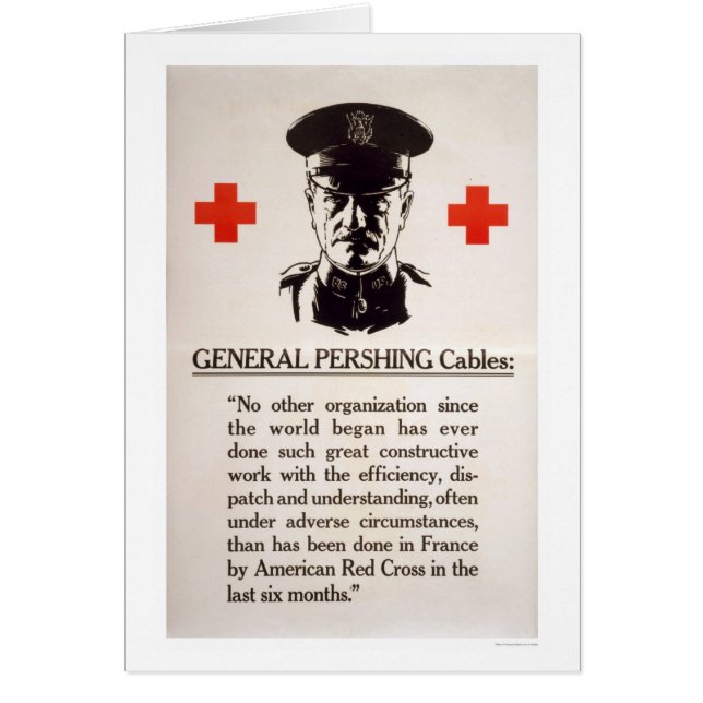 Röda koraffisch för General Pershing Hälsningskort (Framsidan)