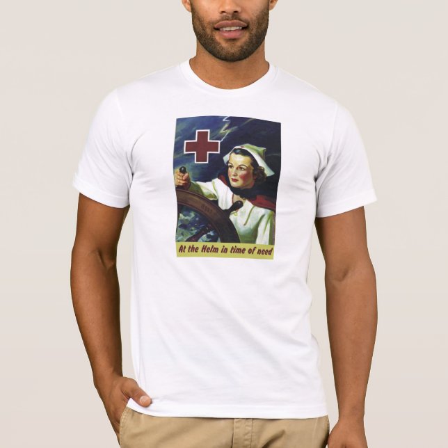 Röda koraffisch - sjuksköterska på rodern t-shirt (Framsida)