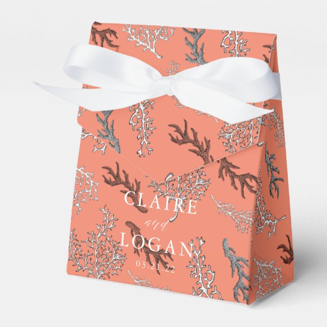 Röda korallens Mönster Nautical Wedor Box Presentaskar (Framsidan Sidan)