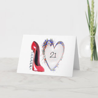 Röda korkskruvar Stiletto Shoe and Blommigt Heart  Kort