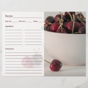 Röda körsbär frukter mat foto med recept mall