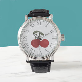 Röda körsbär fruktillustration armbandsur