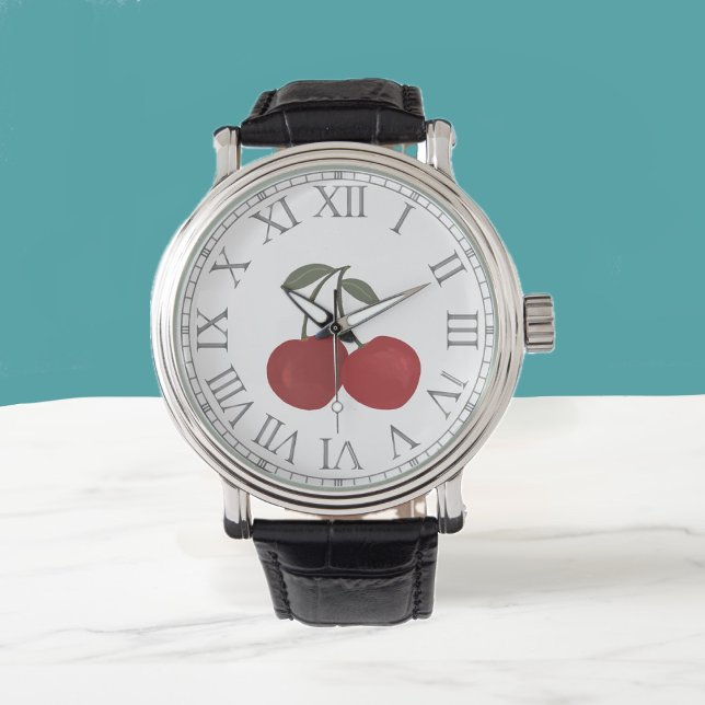 Röda körsbär fruktillustration  armbandsur (Skapare uppladdad)
