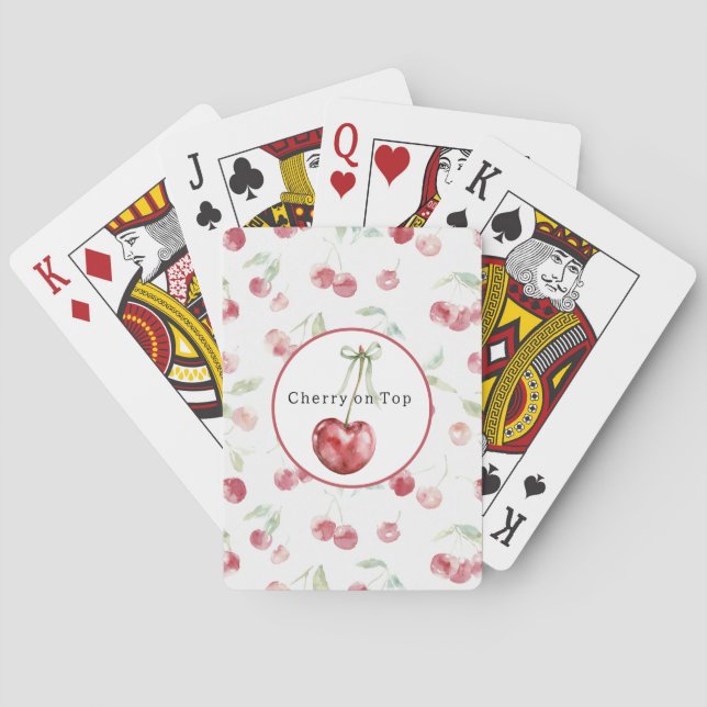 Röda Körsbär Gröna Blad Casinokort (Baksidan)