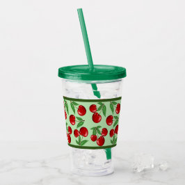 Röda körsbär över hela Mönster, anpassningsbara Take Away Mugg