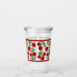 Röda körsbär över hela Mönster, anpassningsbara Take Away Mugg