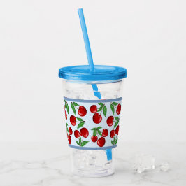 Röda körsbär överallt mönster anpassningsbart take away mugg