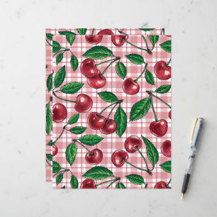 Röda körsbär på rosa gingham