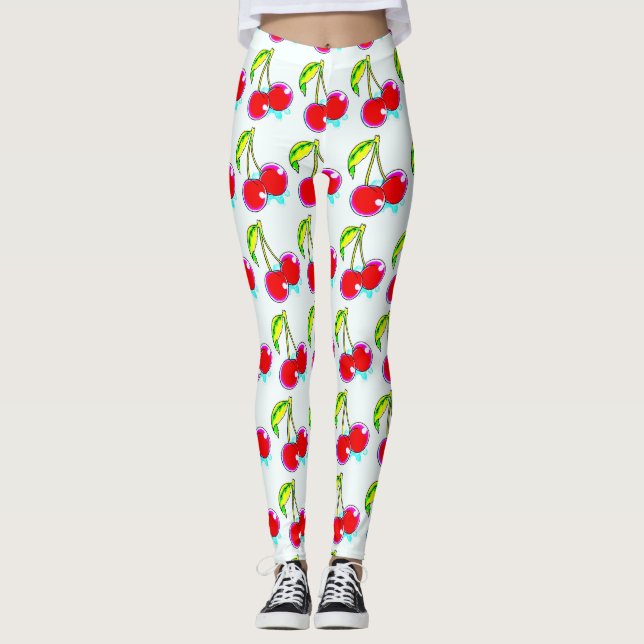 röda körsbär vita leggings (Framsida)