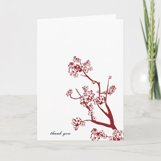 Röda Körsbärsblommas Bröllops Tacksamhetskort Tack Kort (Framsida)