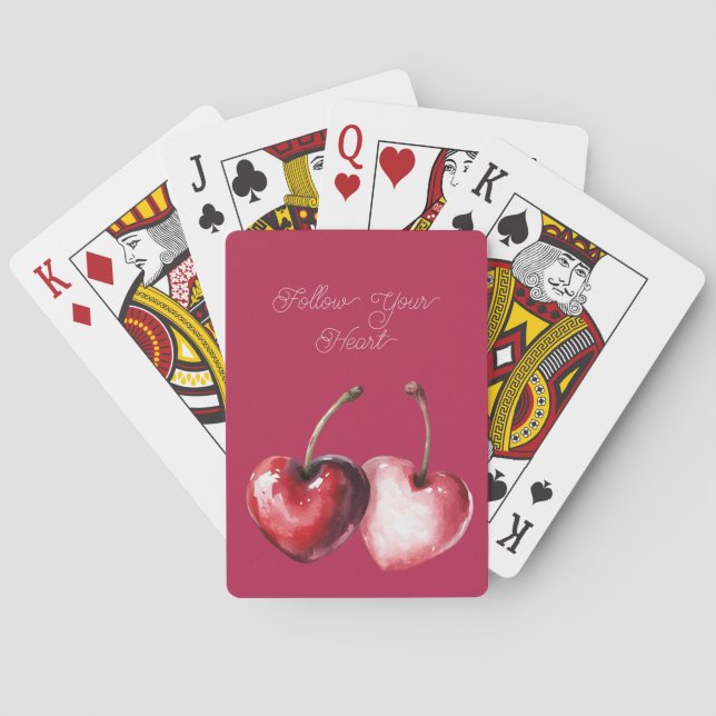 Röda Körsbärshjärtan Casinokort (Baksidan)