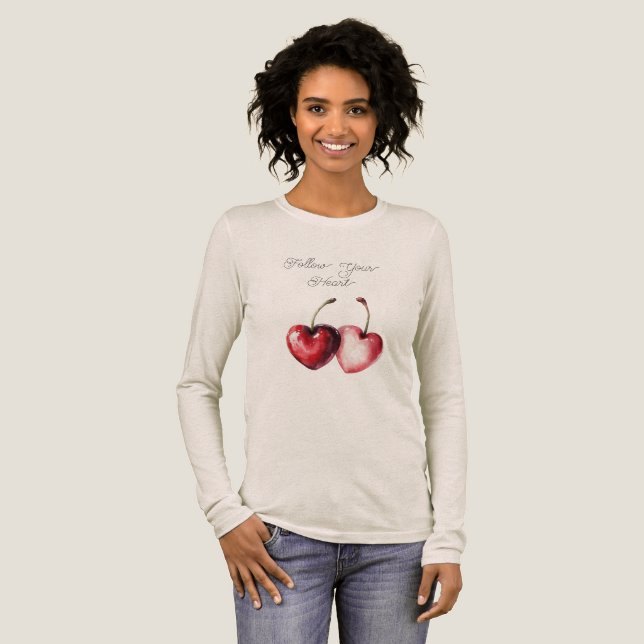 Röda Körsbärshjärten T Shirt (Hel framsida)