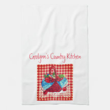 Röda Körsbärskorg Kökshandduk av Artist