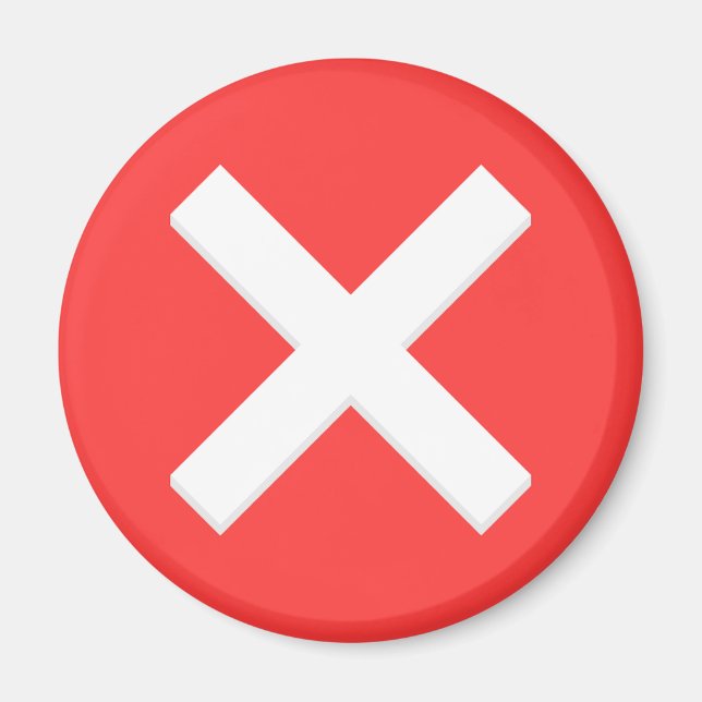 Röda Korset Nej X Felaktig Symbol Magnet (Framsidan)