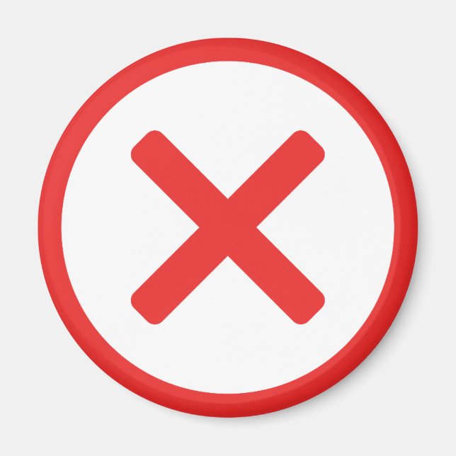 Röda Korset Nej X Felaktig Symbol Magnet (Framsidan)