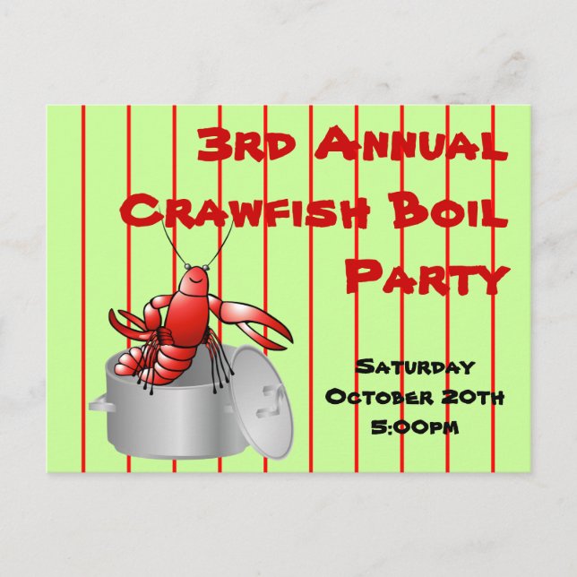 Röda Kräftorna Boil Party Anpassningsbar Årligen Inbjudan Vykort (Framsida)