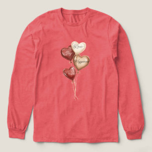 Röda kräm hjärta ballonger kärlek glädje t shirt