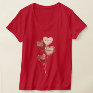 Röda kräm hjärta ballonger kärlek glädje t shirt