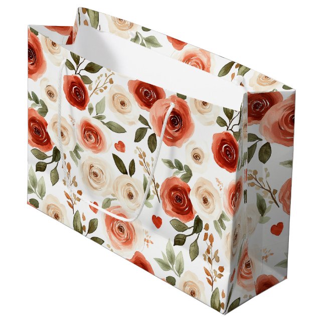 Röda kräm hjärtan och blommor brud shower (Framsidan Vinklad)