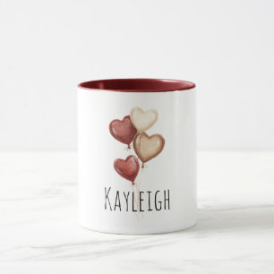 Röda kräm hjärtballonger mugg