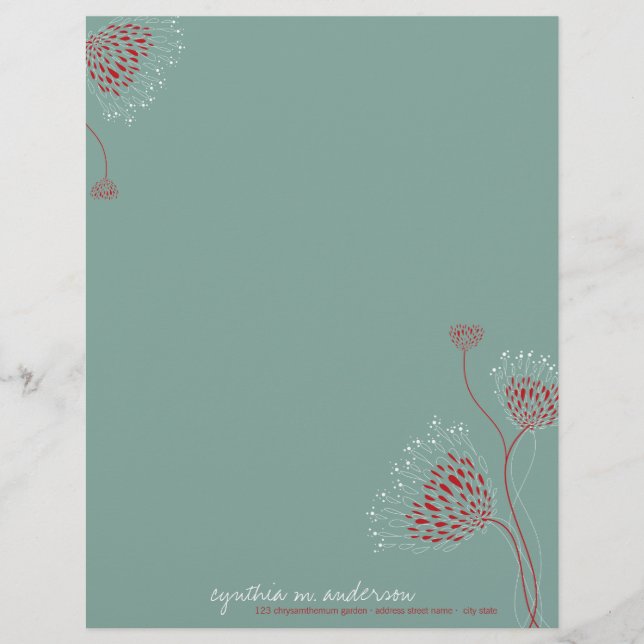 Röda krysantemumblommor Elegant Chic Blomma Brevhuvud (Framsida)