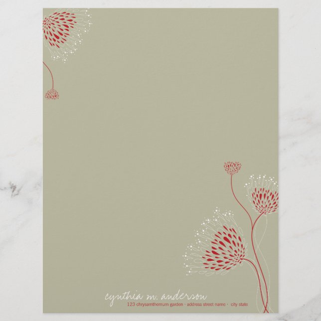Röda krysantemumblommor Elegant Chic Blomma Brevhuvud (Framsida)
