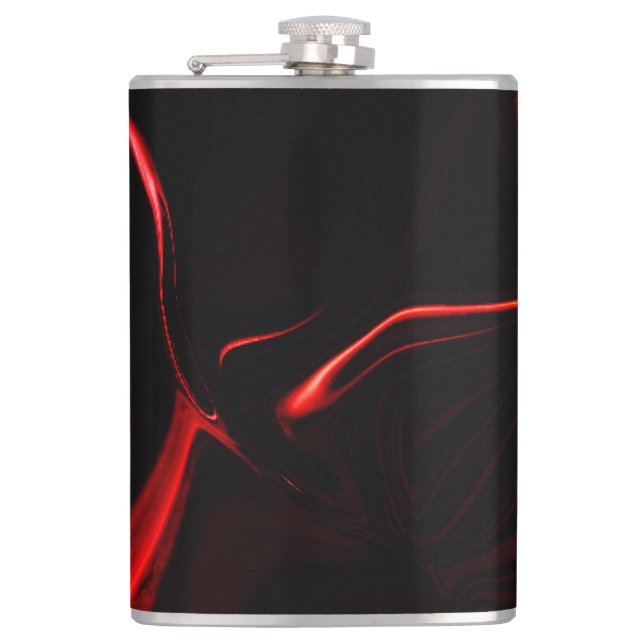 Röda kurvor eller ångor i den mörkaste röda fonden fickplunta (Framsidan)