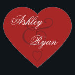 Röda kuvert Seal Bröllop Hjärtformat Klistermärke<br><div class="desc">Den här designen med sitt skrivbrev är ett elegant sätt att klä upp dina bröllopsinbjudningar.</div>