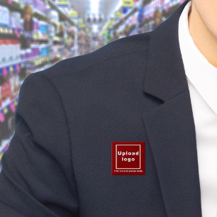 Röda kvadratknappen Business Namn och Logotyp Red Knapp