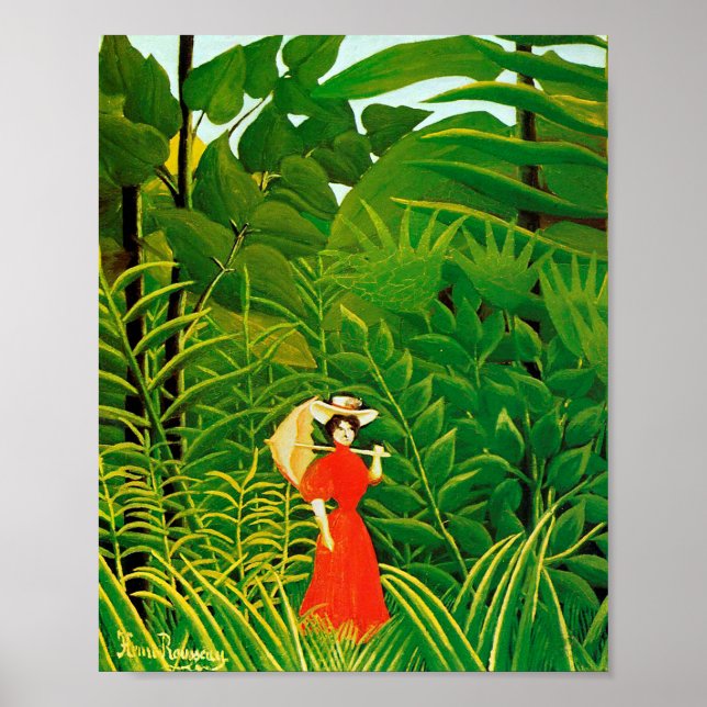 Röda kvinnor i skogen av Henri Rousseau Poster (Framsidan)