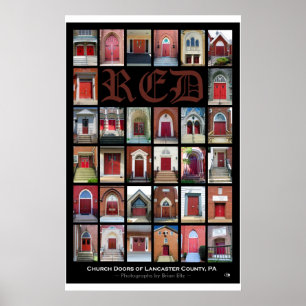 "RÖDA kyrkliga dörrar av Lancaster County, PA-" Poster